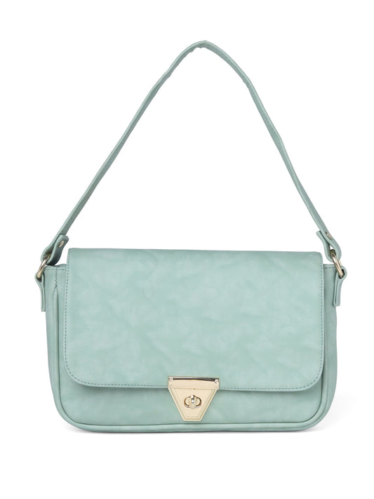 Sea Green Solid Shoulder Bag with Detachable Sling