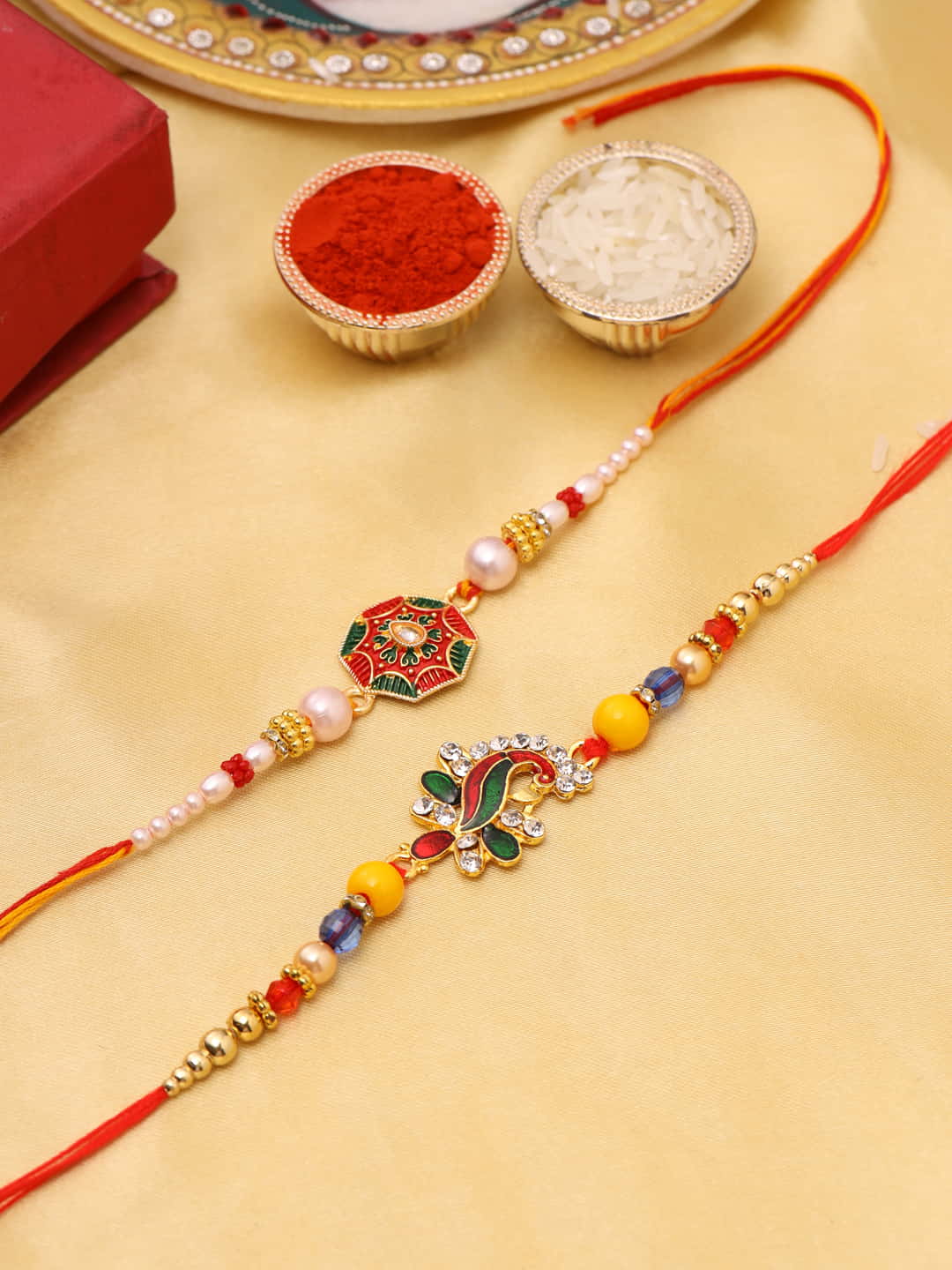 Set of 2 Multi-Color Rakhi for Brother-Viraasi