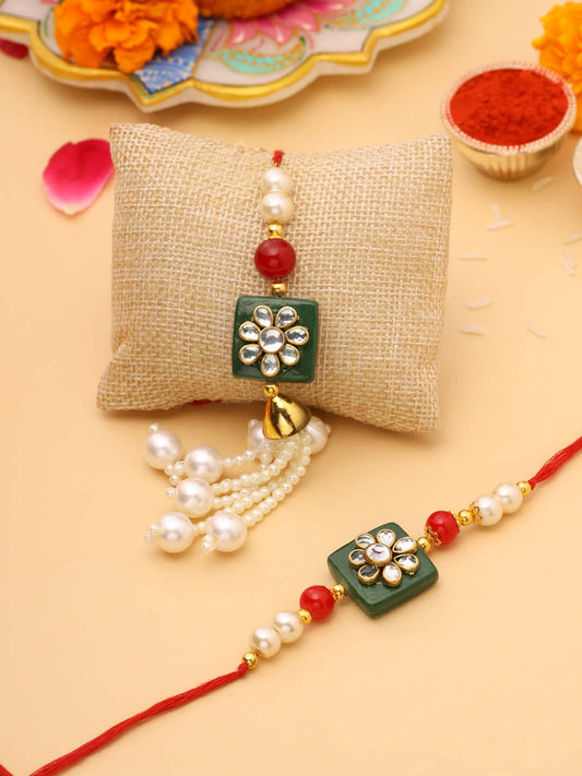 Kundan and Pearls Bhai Bhabhi Rakhi