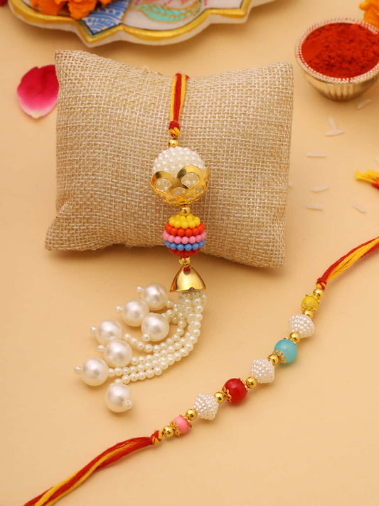 Multi-Color Pearls Bhai Bhabhi Rakhi