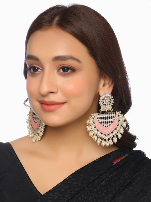 Stylish Dangler Earring For Women-Pink