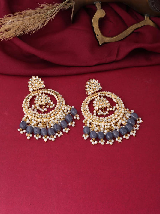 Gold Plated Kundan Dangle Earrings