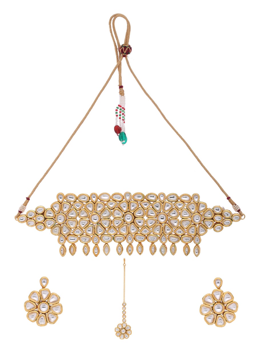 stylish-kundan-choker-necklace-set-with-maang-tikka-viraasi