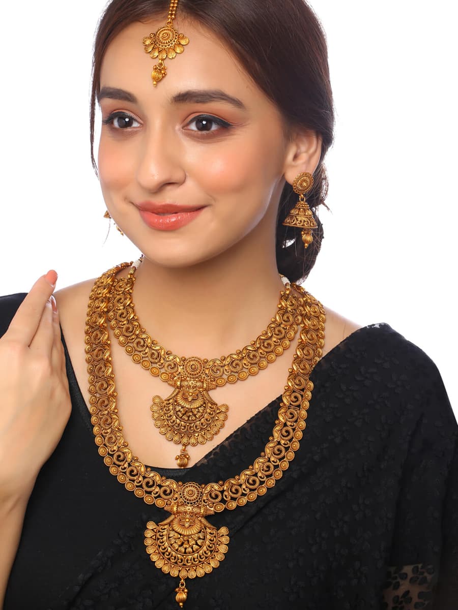traditional-gold-plated-long-and-short-necklace-set-viraasi