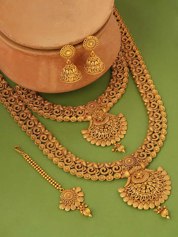 traditional-gold-plated-long-and-short-necklace-set-viraasi