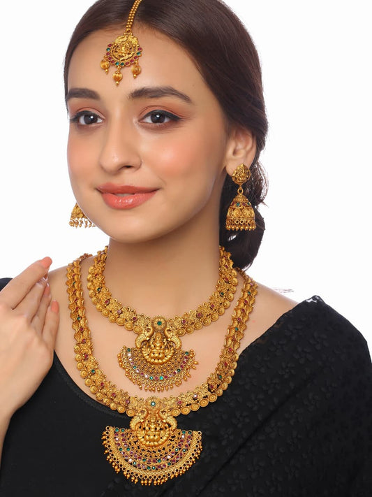 Traditional Multicolor Temple Necklace Set