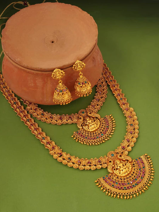 Traditional Multicolor Temple Necklace Set