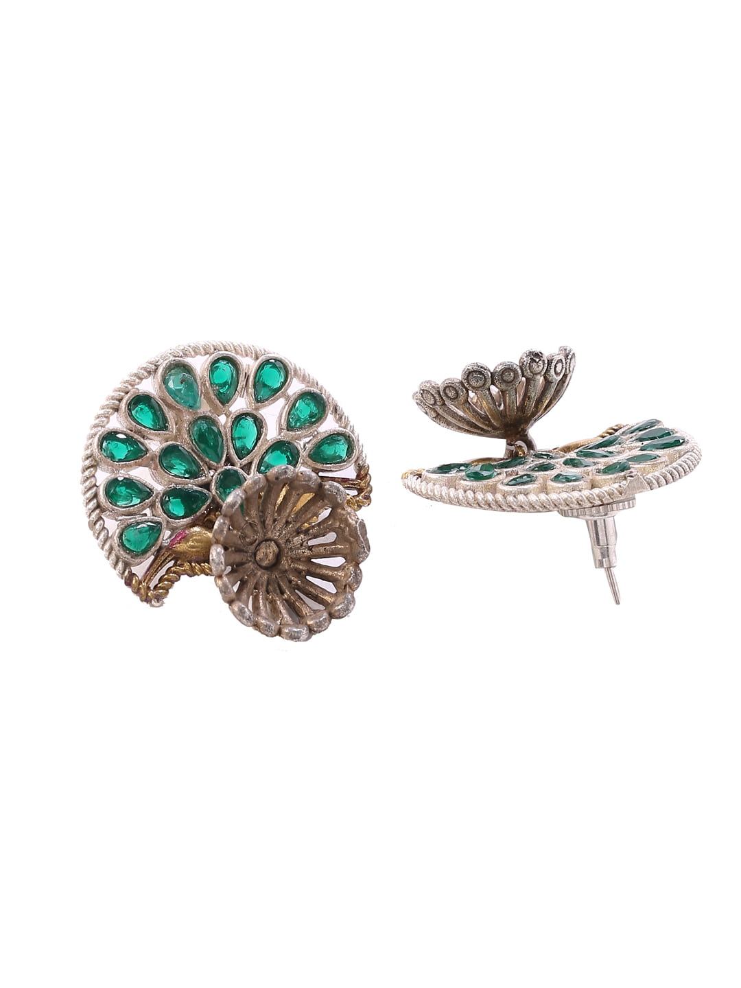 peacock-shape-dual-tone-pink-stone-jhumki-earring-green-viraasi