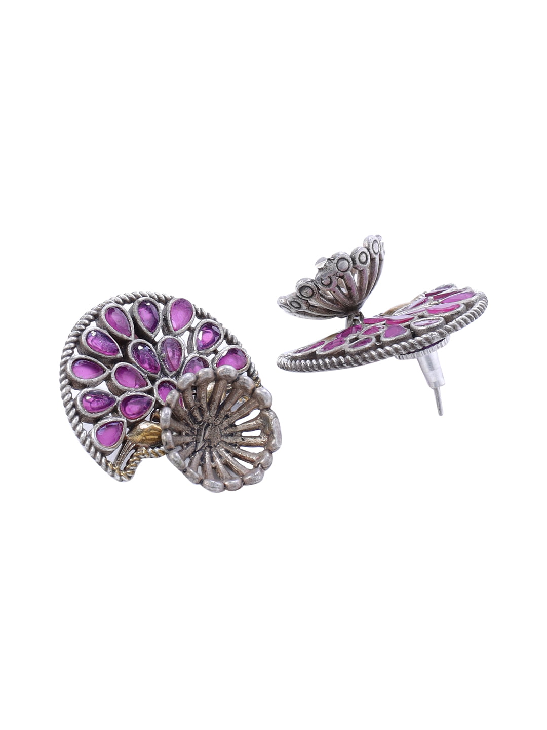 peacock-shape-dual-tone-pink-stone-jhumki-earring-pink-viraasi