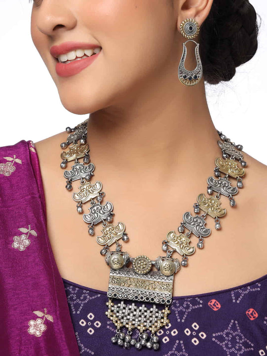 traditional-dual-tone-necklace-set-with-blue-raw-stones-viraasi