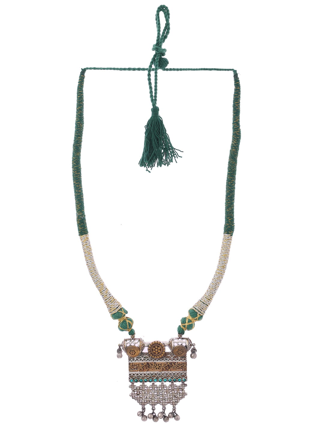 handcrafted-dual-tone-thread-necklace-green-viraasi