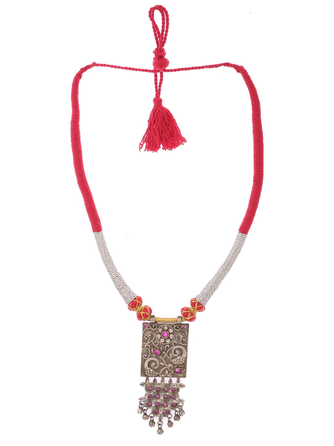 handcrafted-dual-tone-thread-necklace-pink-viraasi
