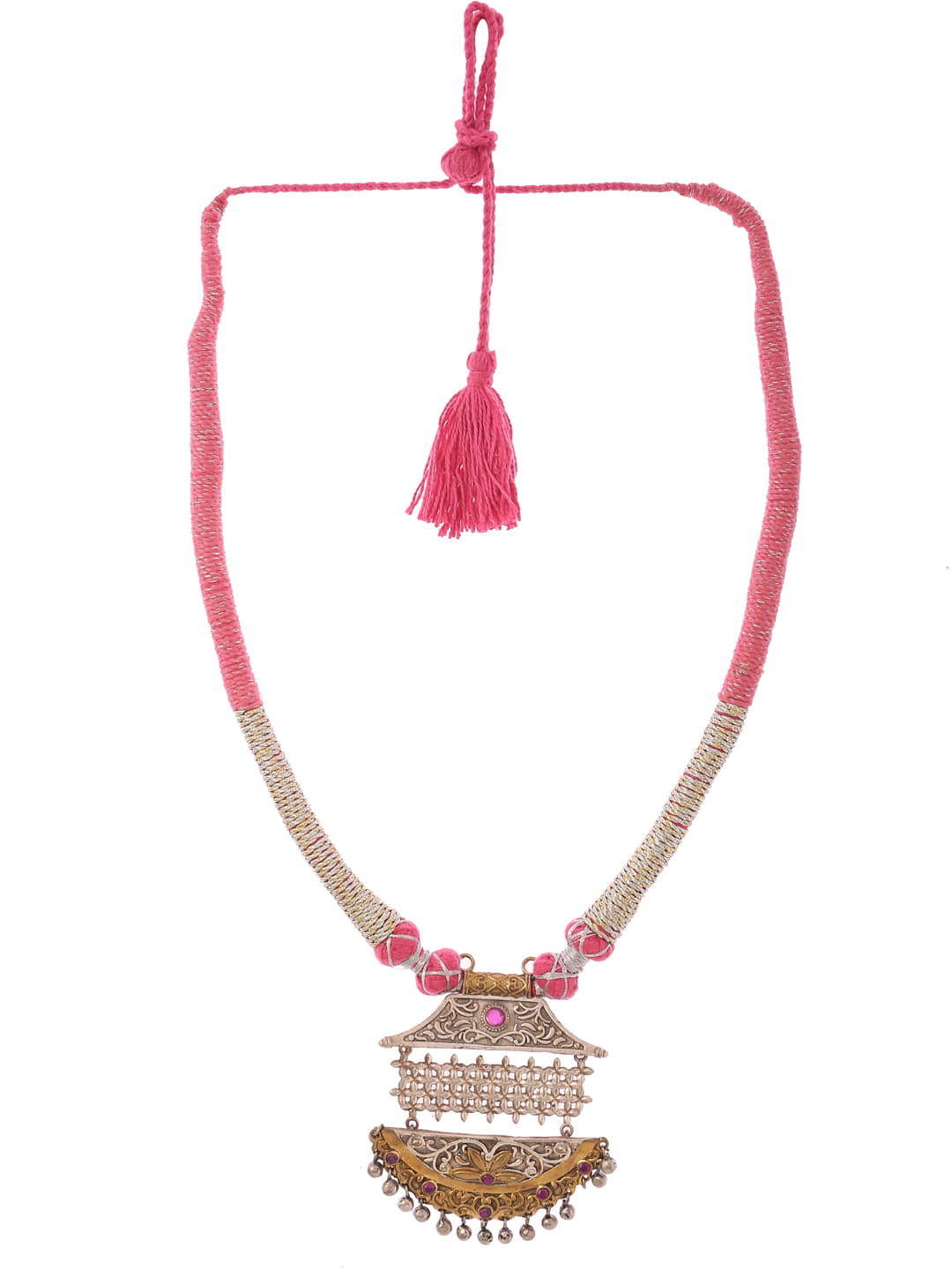 beautiful-handmade-thread-necklace-with-pink-stone-viraasi