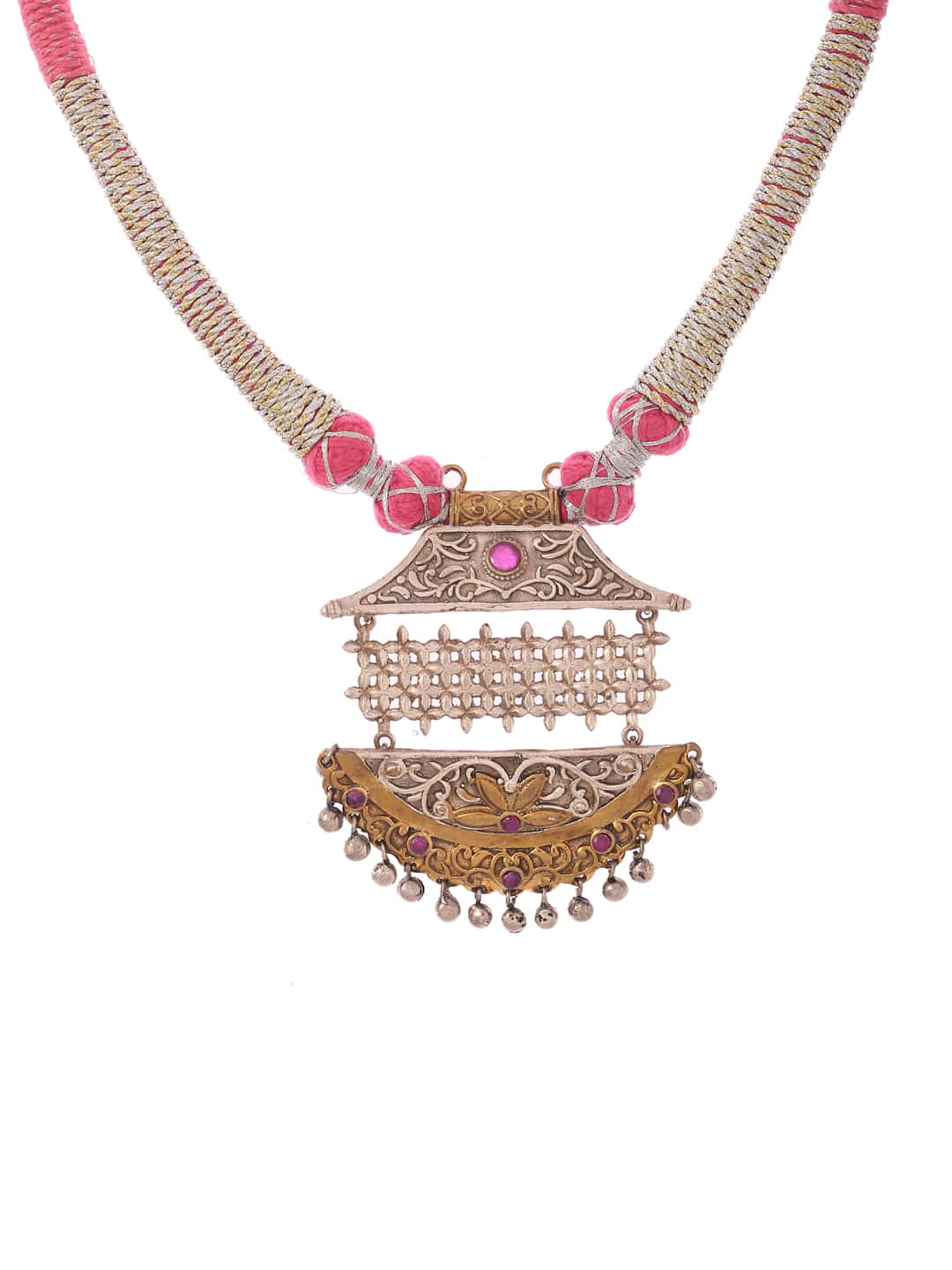 beautiful-handmade-thread-necklace-with-pink-stone-viraasi