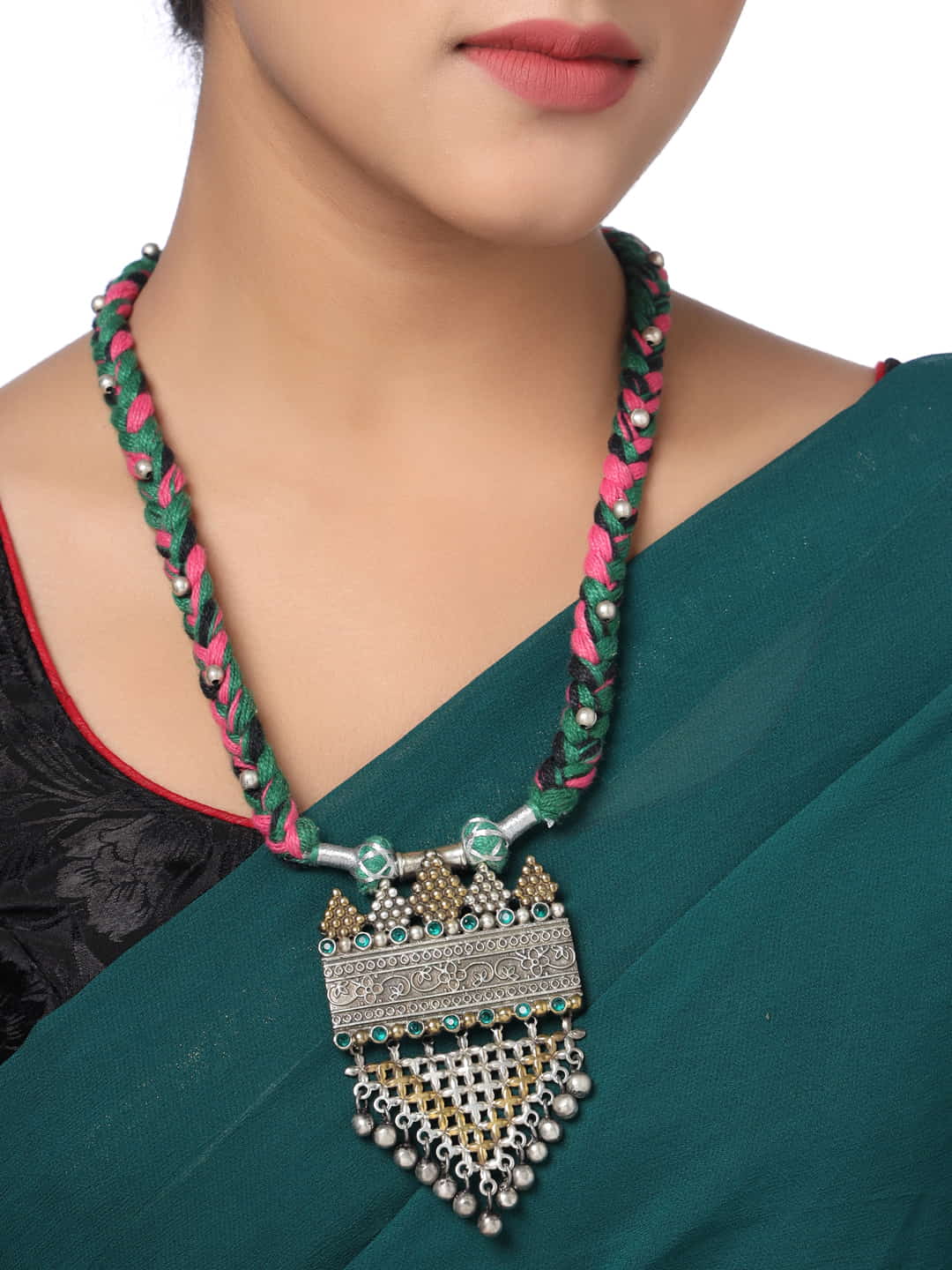 classic-dual-tone-thread-necklace-with-multicolor-thread-viraasi