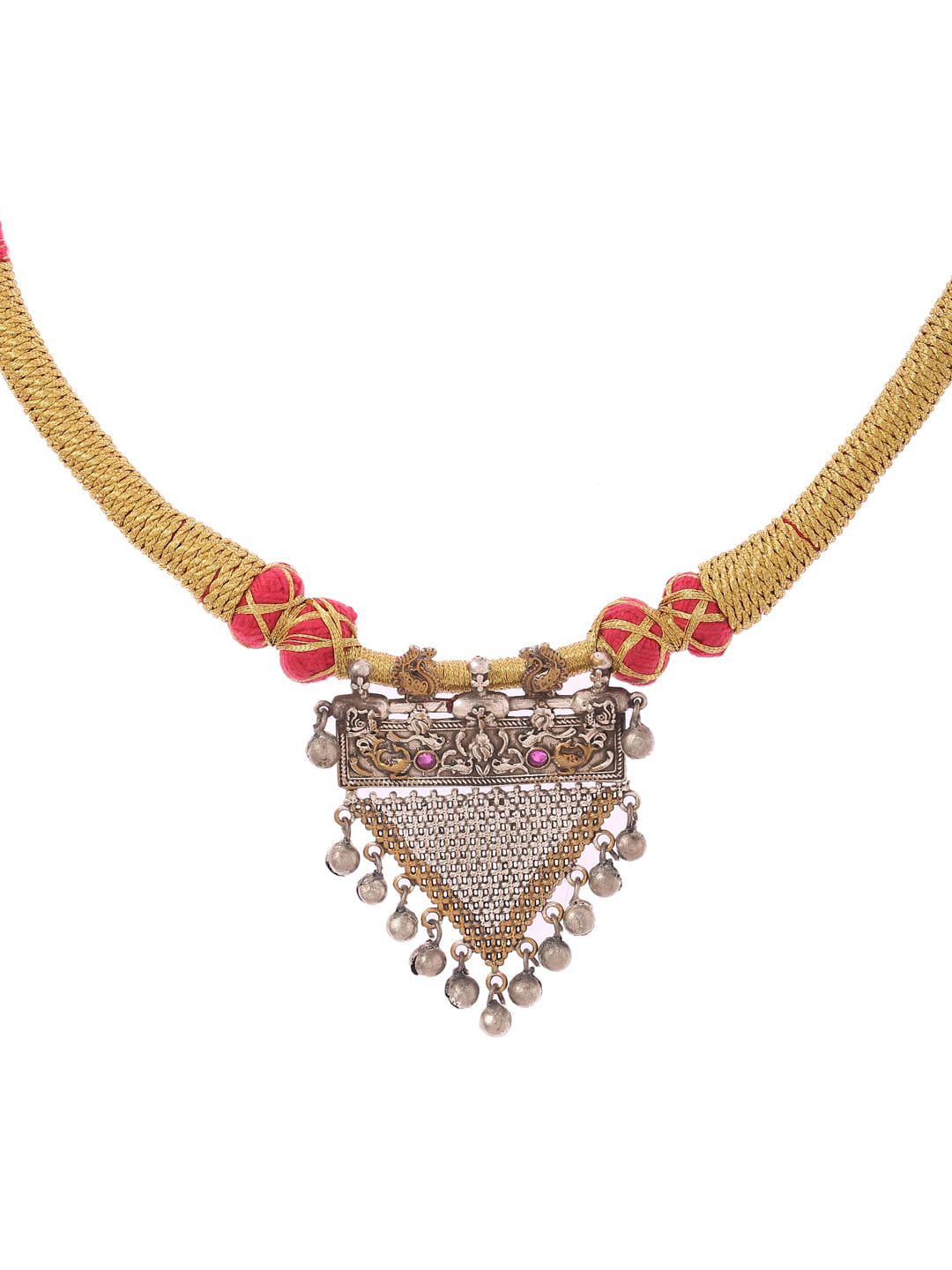 peacock-shape-dual-tone-thread-necklace-for-women-viraasi