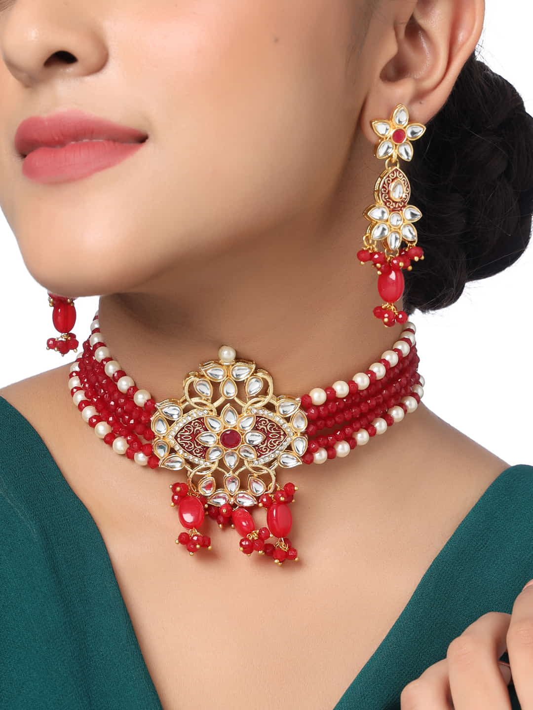 kundan-ethnic-traditional-choker-necklace-set-red-beads-viraasi