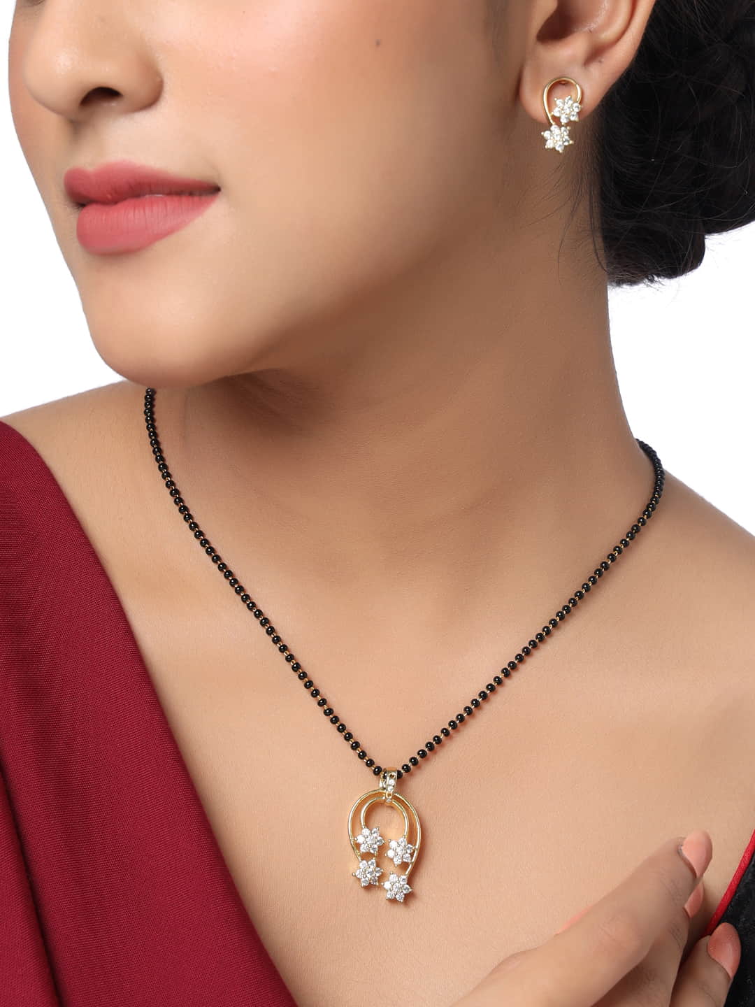 gold-plated-floral-design-artificial-beaded-mangalsutra-with-earrings-viraasi