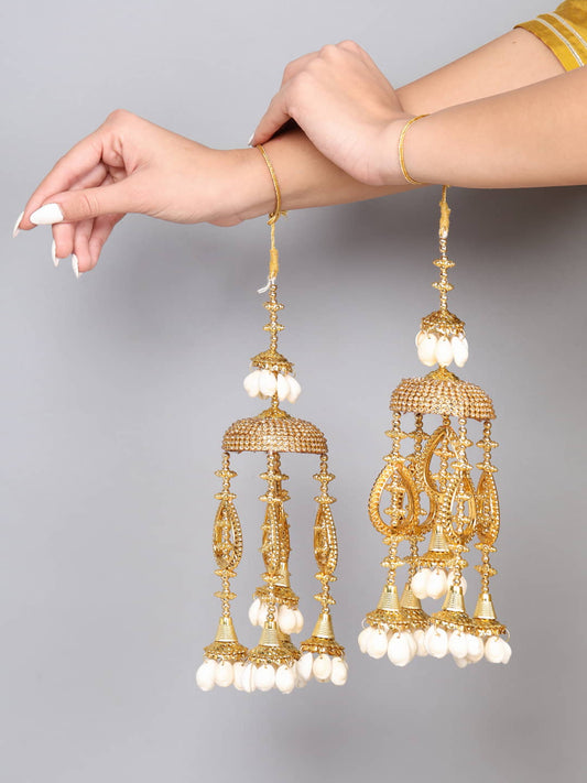 Gold Plated Handcrafted Bridal Kaleera with Shell