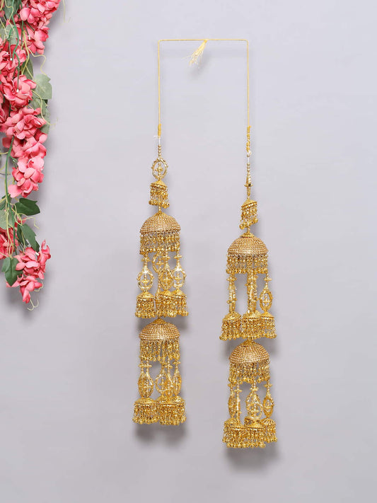 Gold Plated Three Layer Bridal Kaleera Set