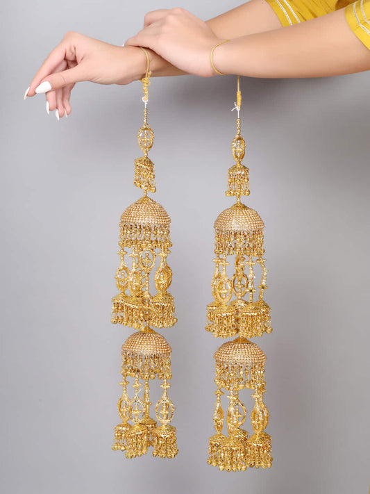 Gold Plated Three Layer Bridal Kaleera Set