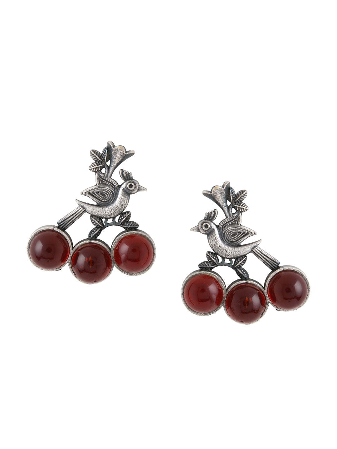 peacock-shape-oxidized-earrings-with-red-stone-viraasi