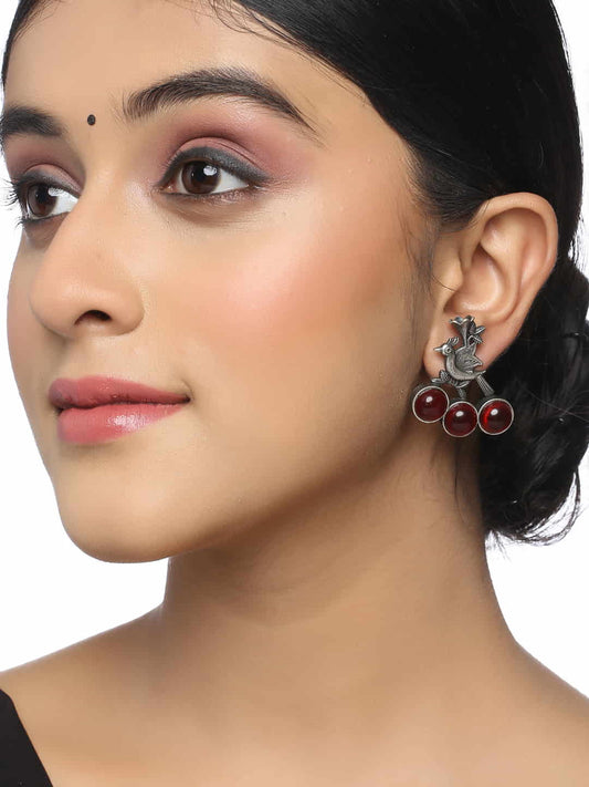 peacock-shape-oxidized-earrings-with-red-stone-viraasi