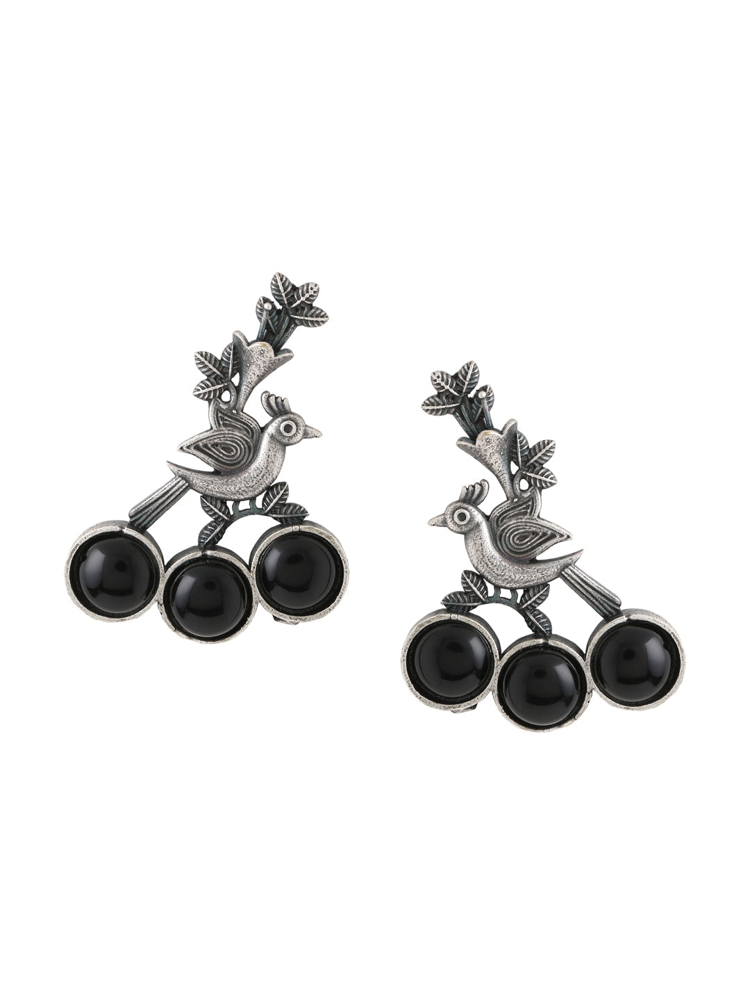 peacock-shape-oxidized-earrings-with-black-stone-viraasi