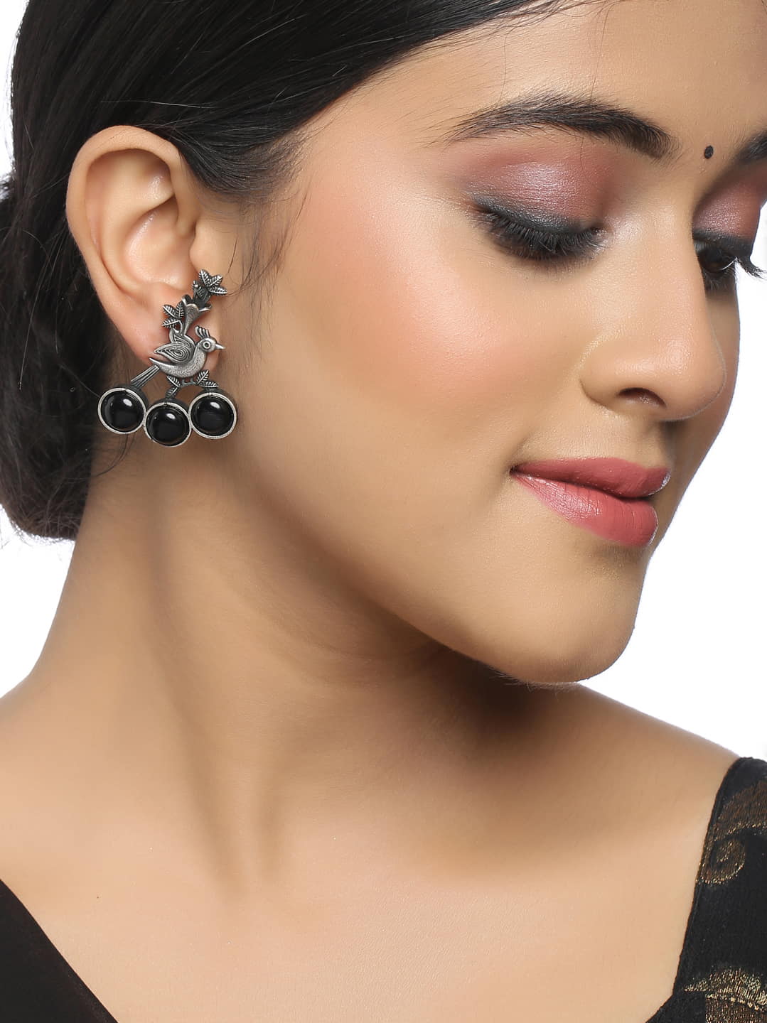 peacock-shape-oxidized-earrings-with-black-stone-viraasi