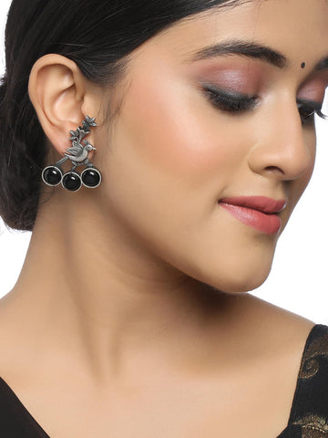 peacock-shape-oxidized-earrings-with-black-stone-viraasi