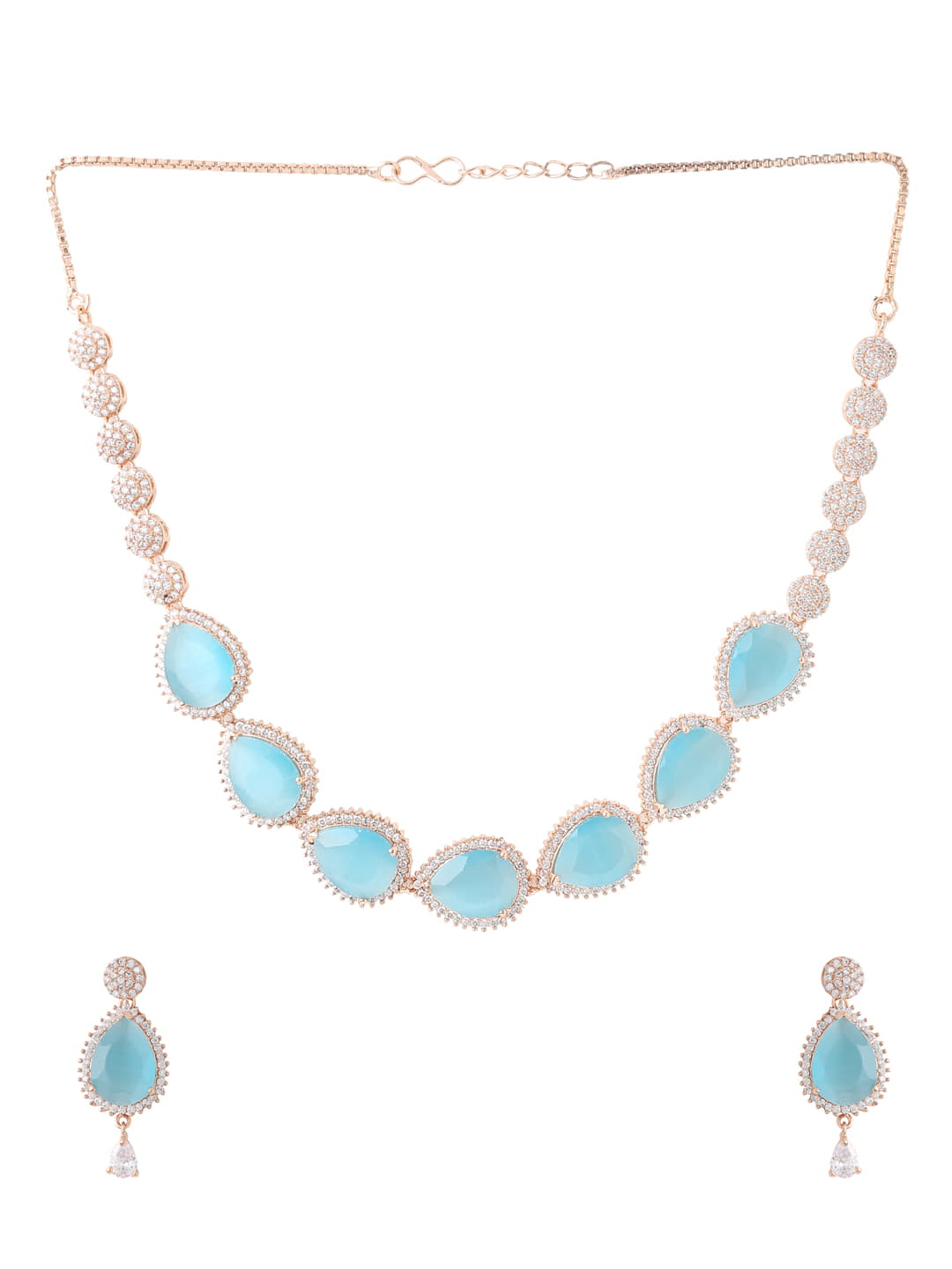 rose-gold-plated-american-diamond-necklace-set-turquoise-color-viraasi
