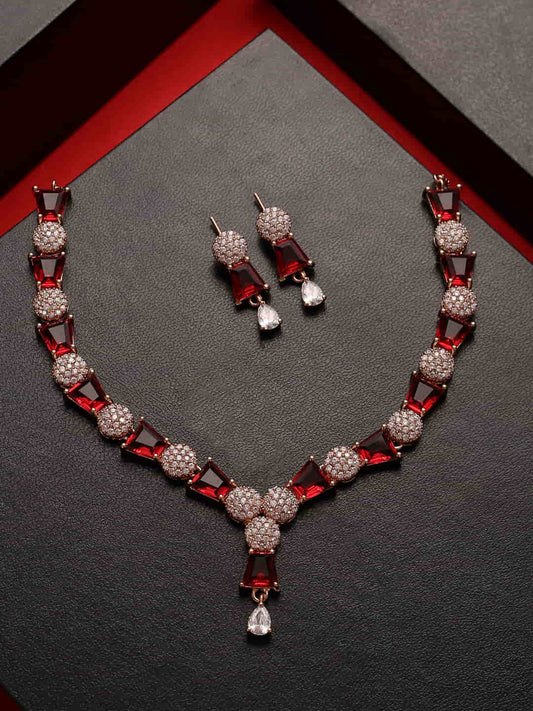 American Diamond Necklace Set with Drop Diamond