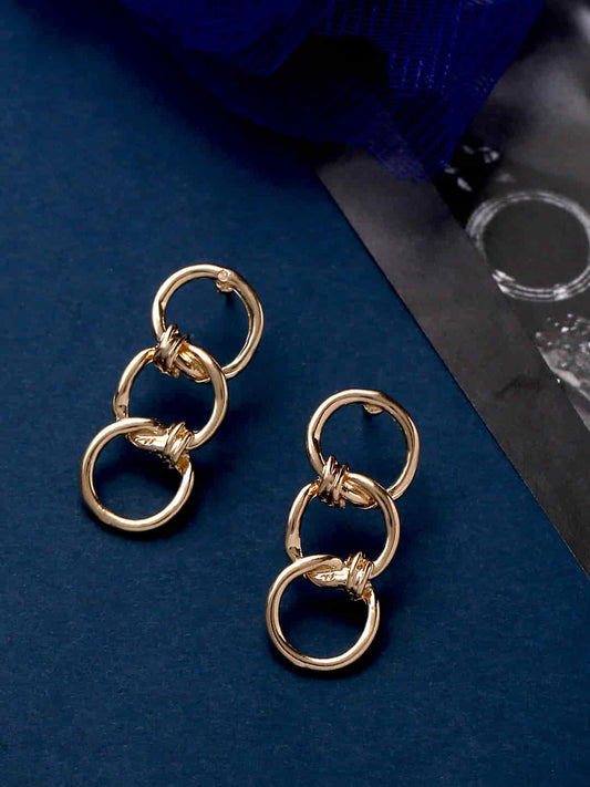 Gold Plated Minimal Drop Earrings for Women