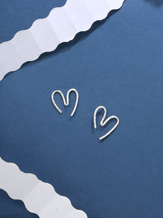Silver Plated Heart Shape Minimal Earring