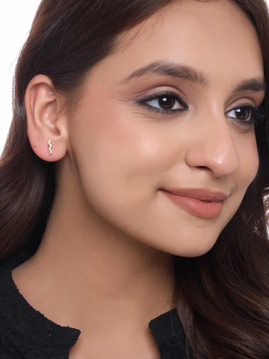 Gold Plated Snake Design Stud Earrings for Women