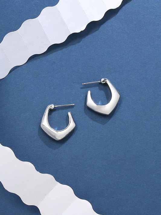 Silver Plated Minimal Ethnic Hoop Earrings for Women