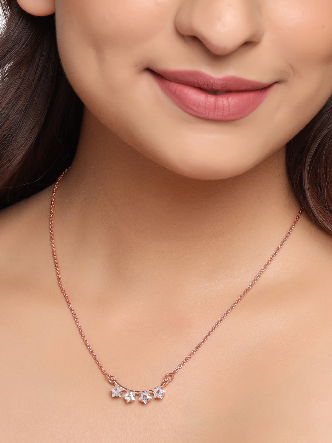 Rose Gold Plated American Diamond Necklace