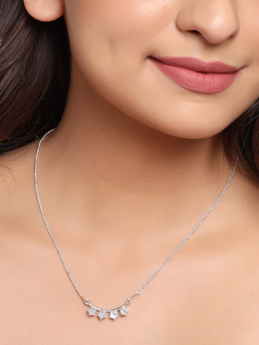 Silver Plated American Diamond Necklace