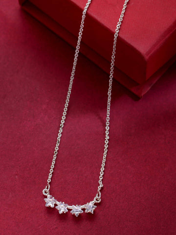 Silver Plated American Diamond Necklace