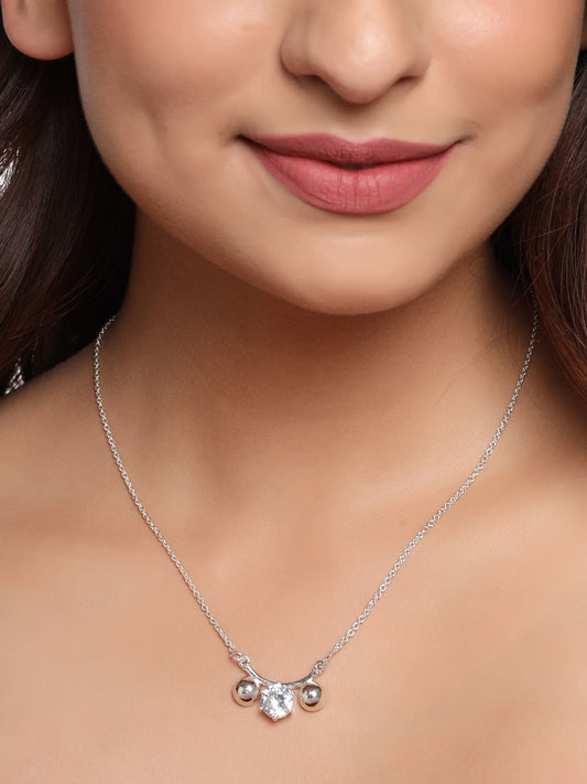 Silver Plated Classic American Diamond Necklace
