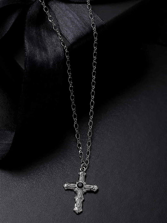 Silver Plated Religious Cross Pendant Necklace
