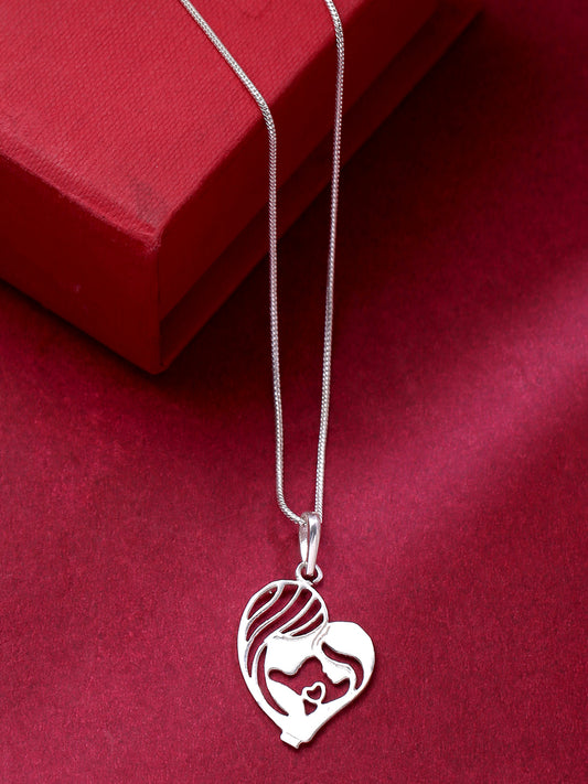 Silver Plated Heart Shape Pendant Necklace for Girls