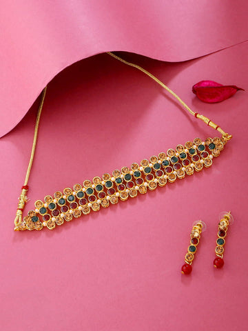 gold-plated-multi-color-stone-necklace-set-viraasi