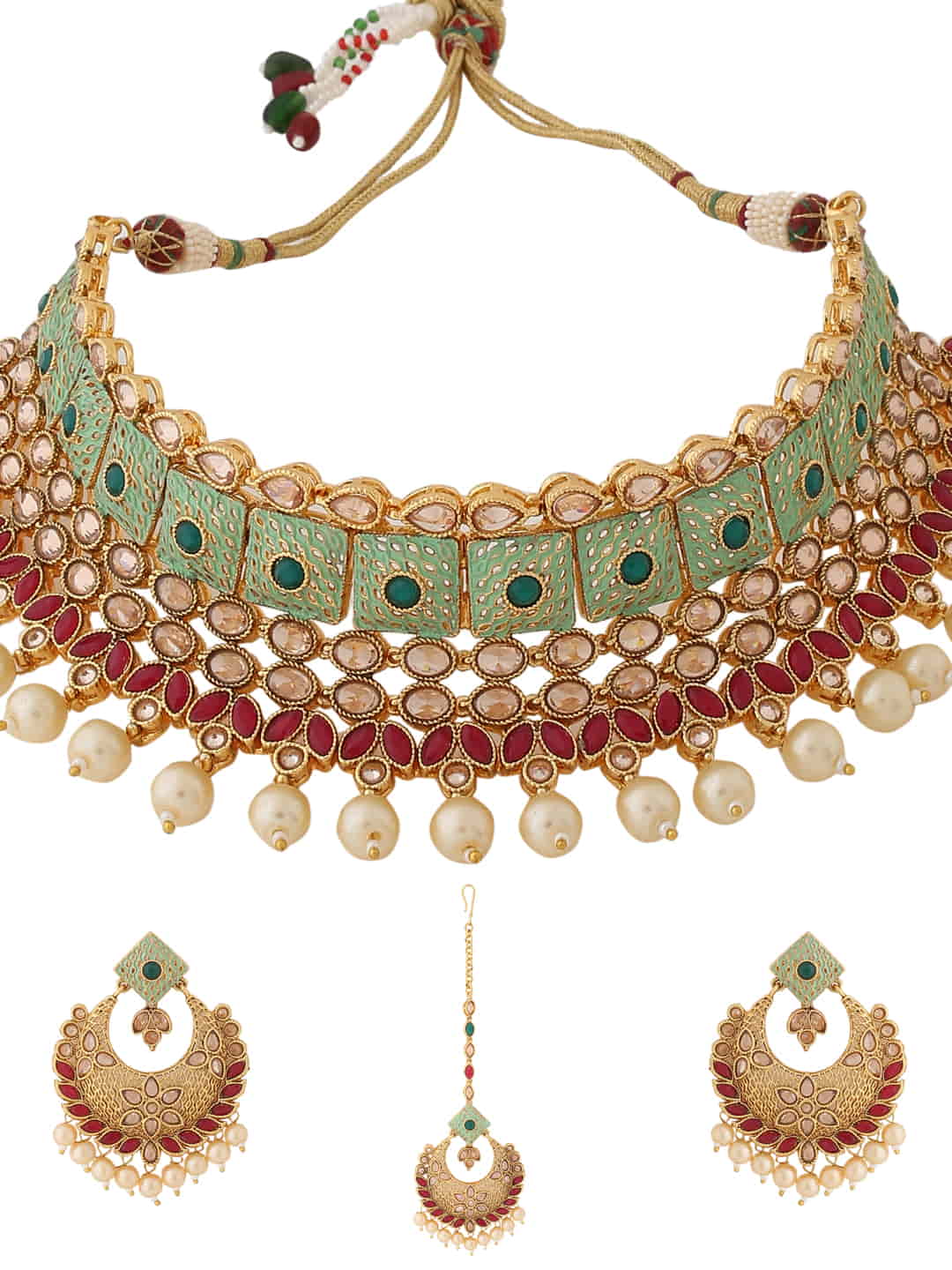 gold-plated-multi-color-stone-bridal-necklace-set-viraasi