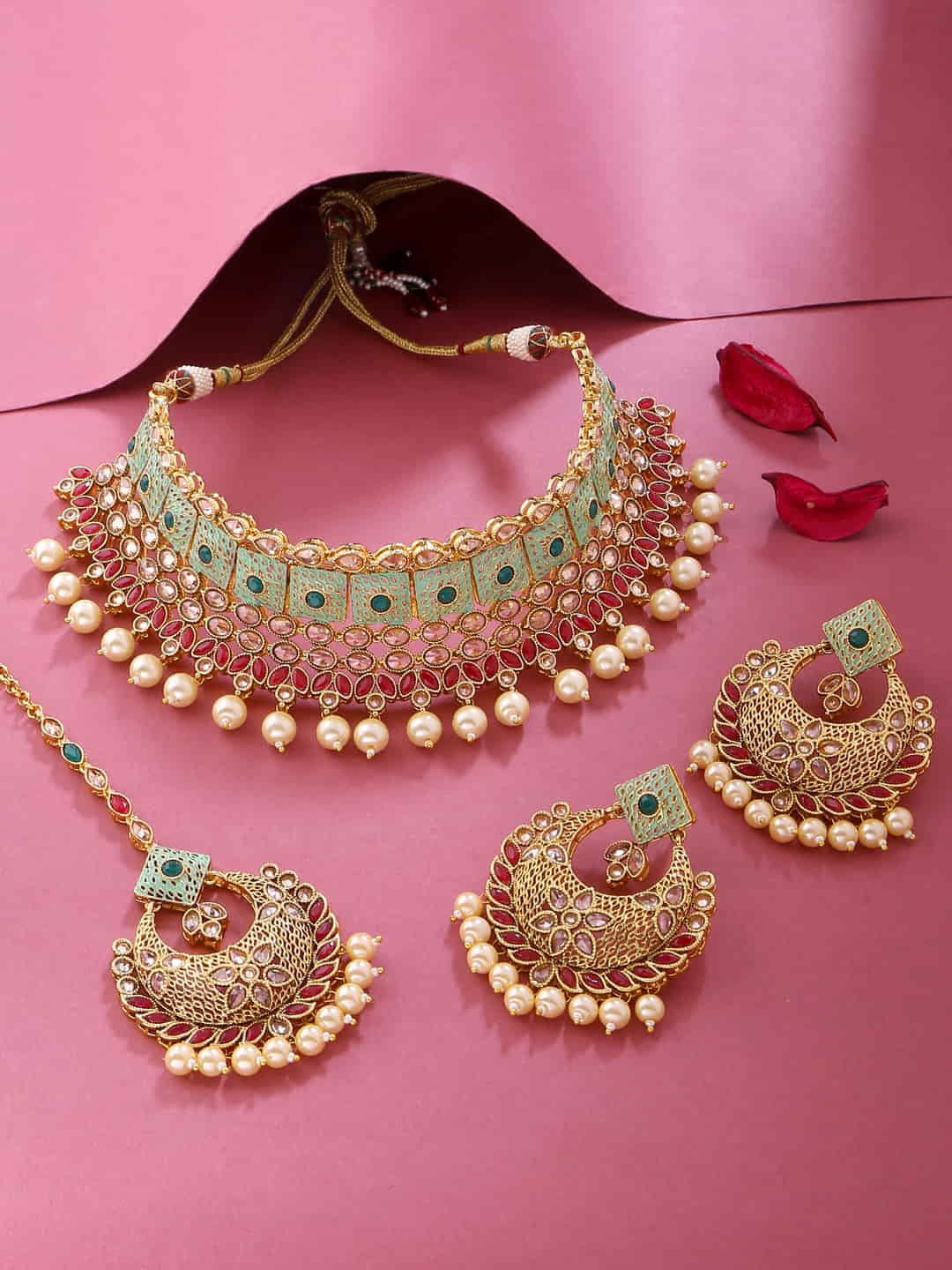 gold-plated-multi-color-stone-bridal-necklace-set-viraasi