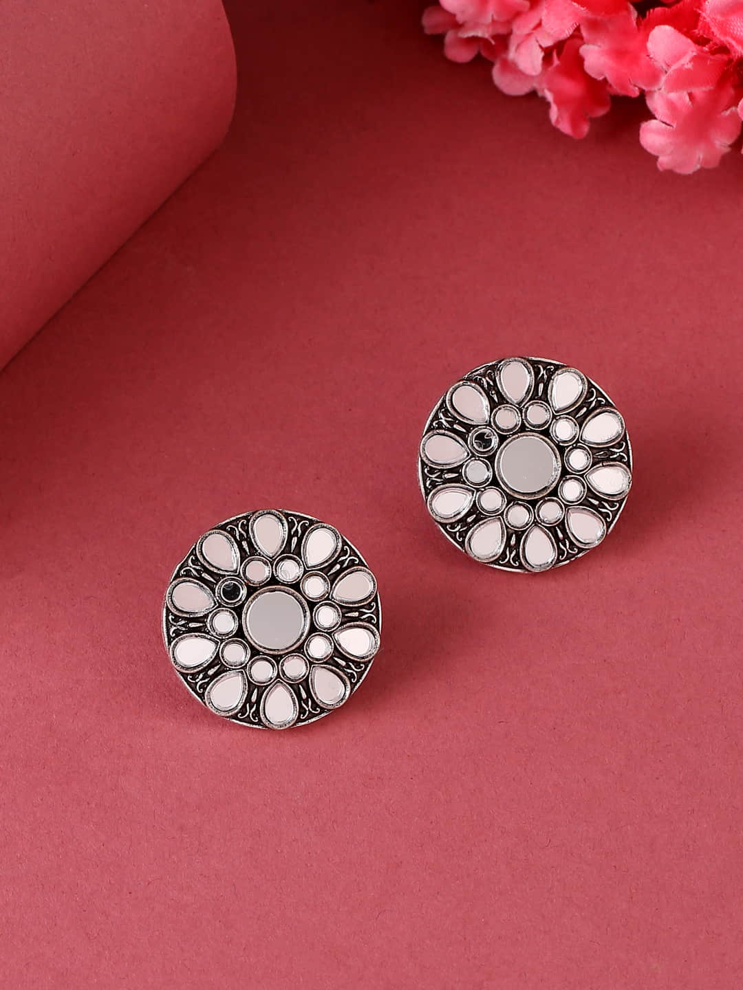 round-shape-oxidised-mirror-stud-earrings-viraasi
