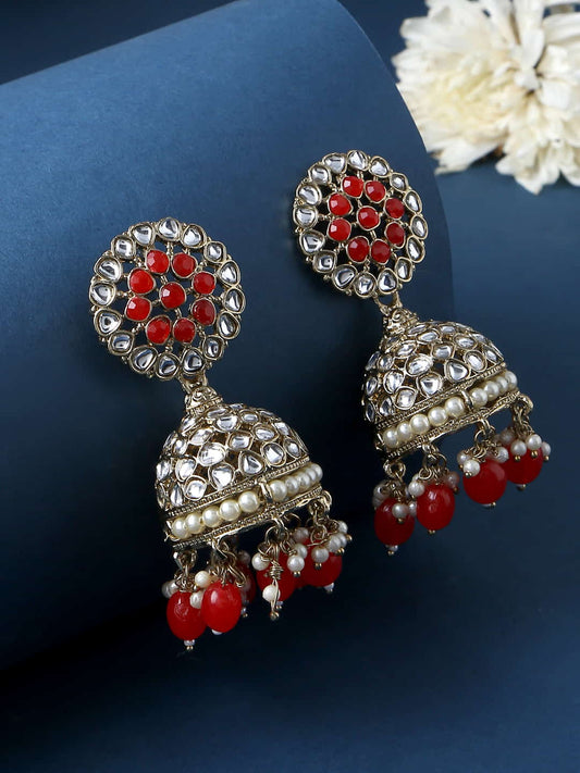 Antique Gold Plated Kudan Jhumka Earrings