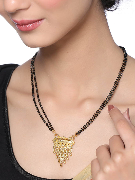 Black Beaded Gold Plated Mangalsutra