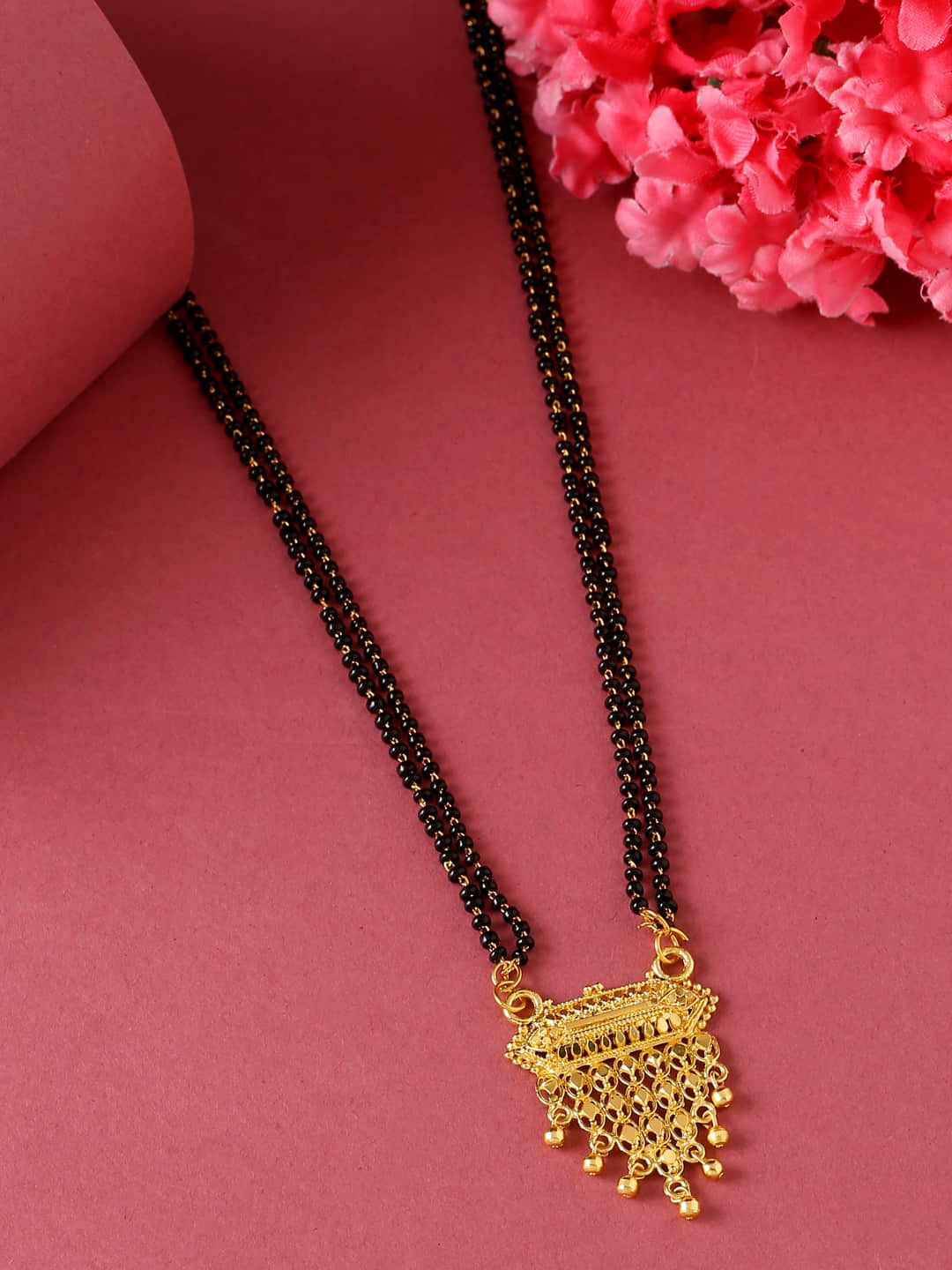 Black Beaded Gold Plated Mangalsutra