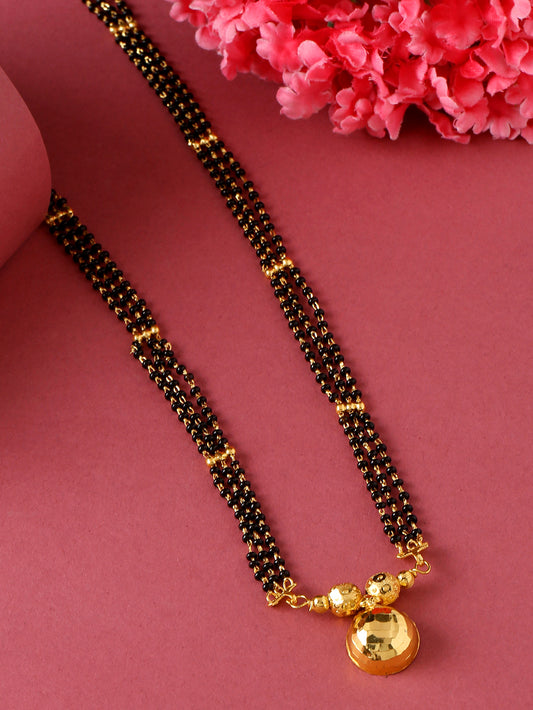 Gold Plated Black Beaded Traditional Mangalsutra